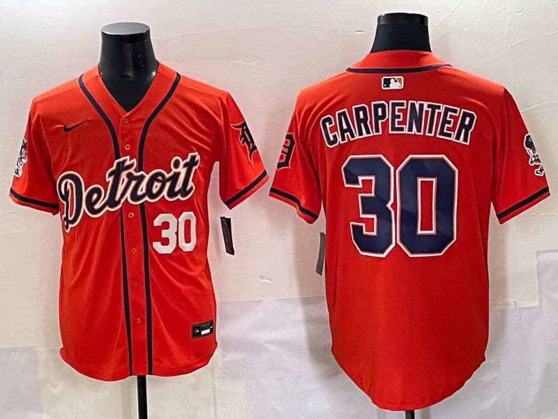 Men 2025 Detroit Tigers #30 Carpenter Orange Fashion Nike MLB Jersey style 7153